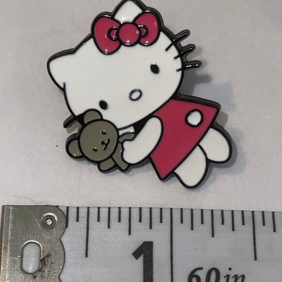 Hello Kitty with Teddy Bear Pin Brooch - Picture 1 of 1